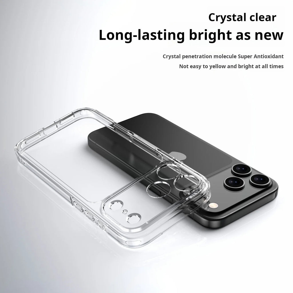 Luxury Hybrid Transparent Shockproof Case for iPhone 17 Series – Clear Acrylic Protective Cover