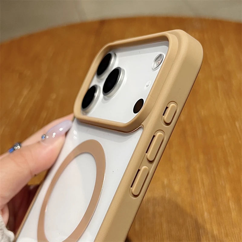 Luxury For Magsafe Magnetic Wireless Charge Case For iPhone 17Air  17 Pro Max Plus Transparent Hard Back Cover