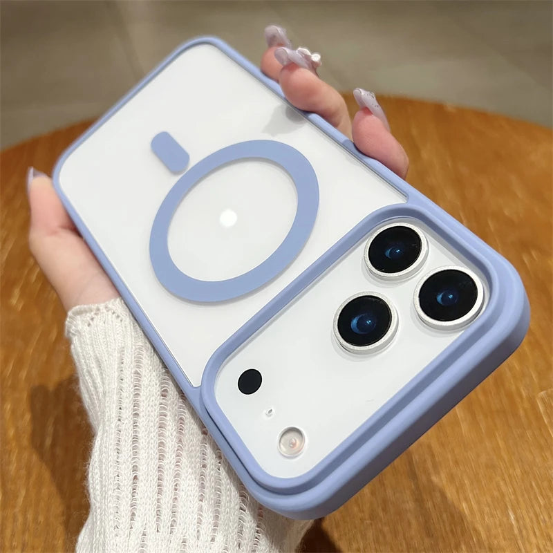 Luxury For Magsafe Magnetic Wireless Charge Case For iPhone 17Air  17 Pro Max Plus Transparent Hard Back Cover