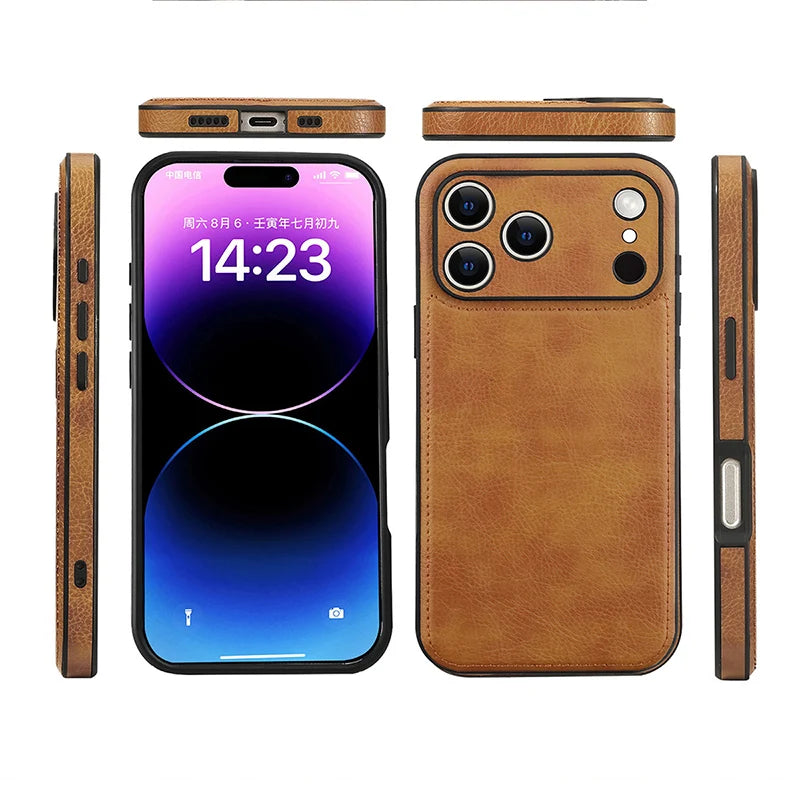 Ultra Thin Leather Case for iPhone 17 / 17 Pro / 17 Pro Max – Premium Slim Protective Cover with Lens Protection