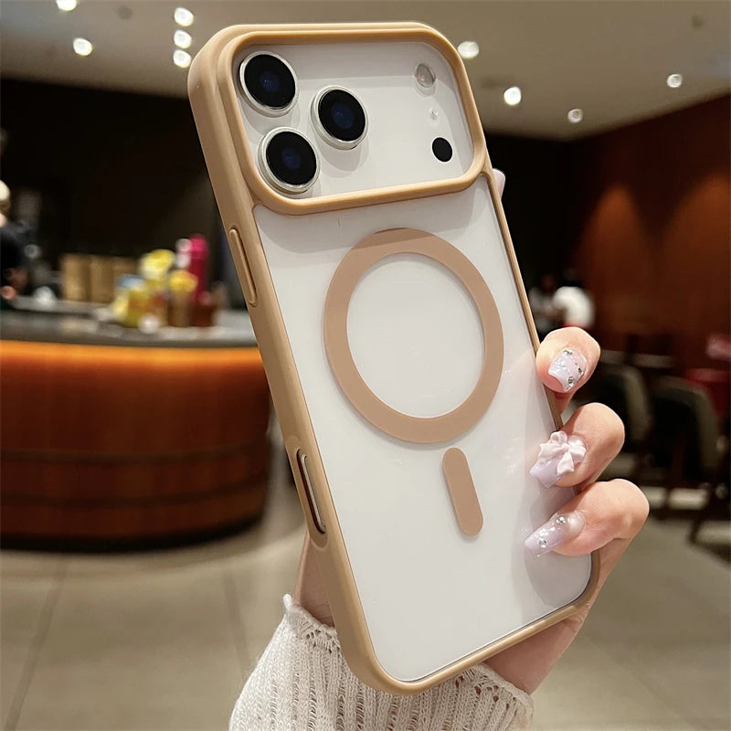 Luxury For Magsafe Magnetic Wireless Charge Case For iPhone 17Air  17 Pro Max Plus Transparent Hard Back Cover