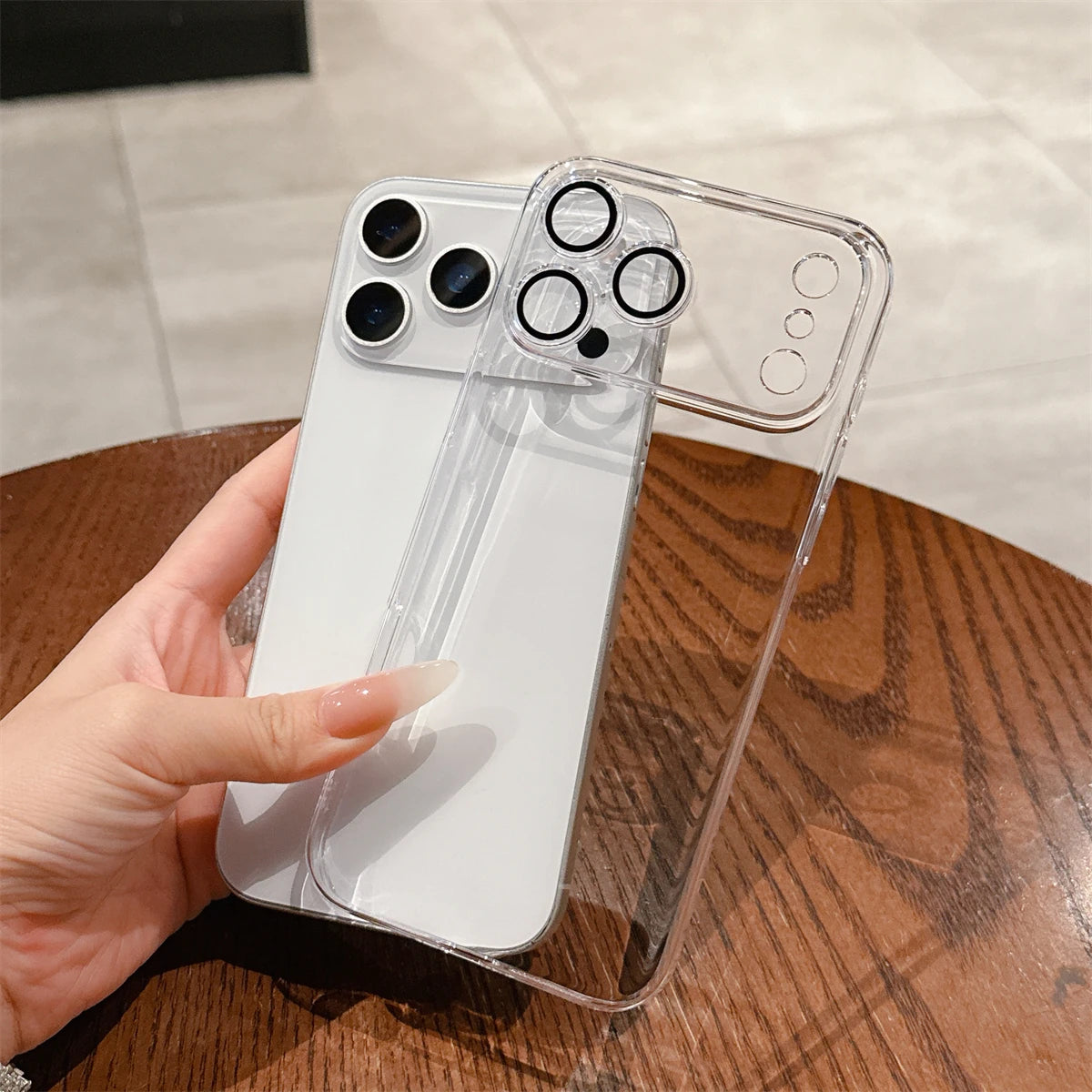 Ultra-Thin Clear PC Case with Full Lens Protection for iPhone 17 Series – Hard Transparent Cover