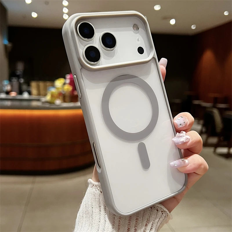 Luxury For Magsafe Magnetic Wireless Charge Case For iPhone 17Air  17 Pro Max Plus Transparent Hard Back Cover