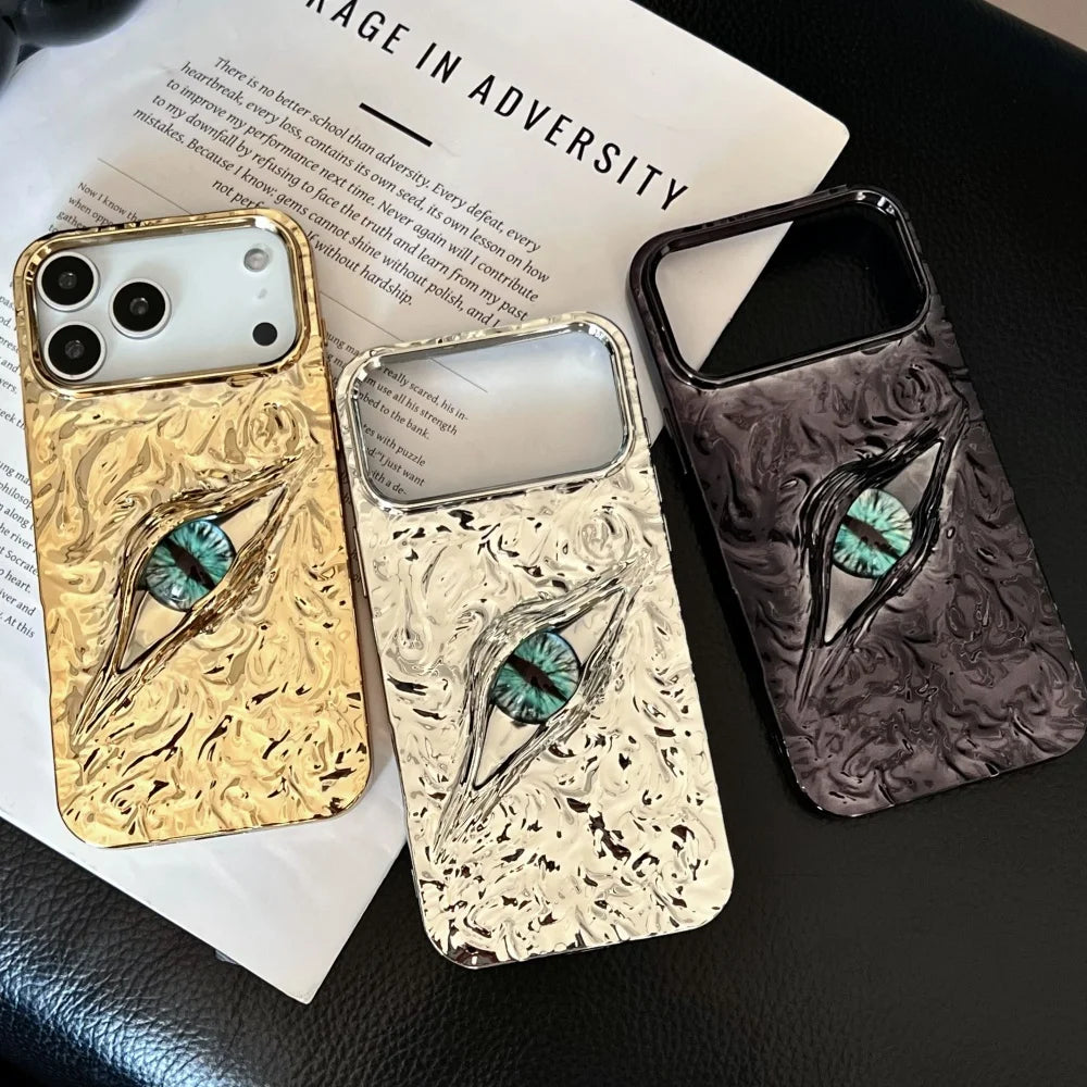 Luxury Electroplated 3D Eye Case for iPhone 17 Series – Wrinkled Pattern Fashion Cover