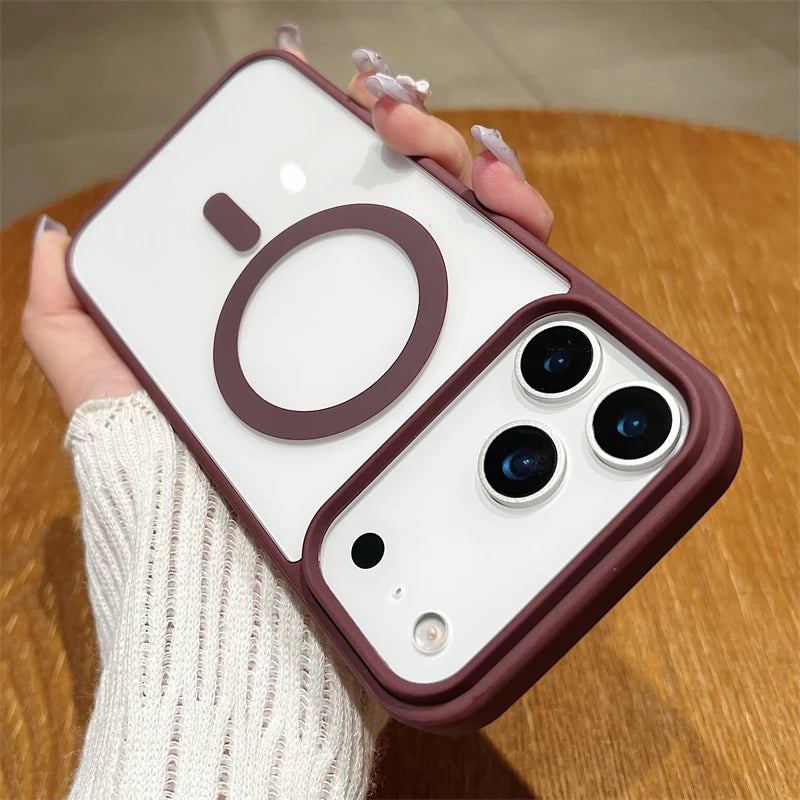 Luxury For Magsafe Magnetic Wireless Charge Case For iPhone 17Air  17 Pro Max Plus Transparent Hard Back Cover