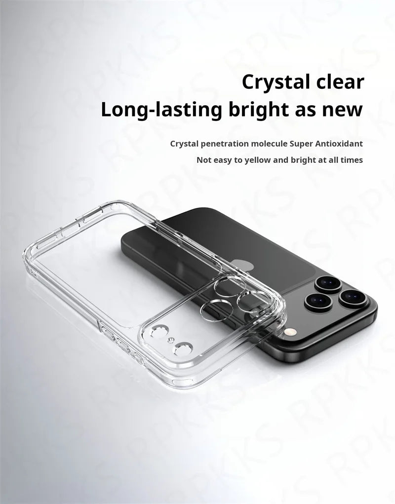 Luxury Hybrid Transparent Shockproof Case for iPhone 17 Series – Clear Acrylic Protective Cover