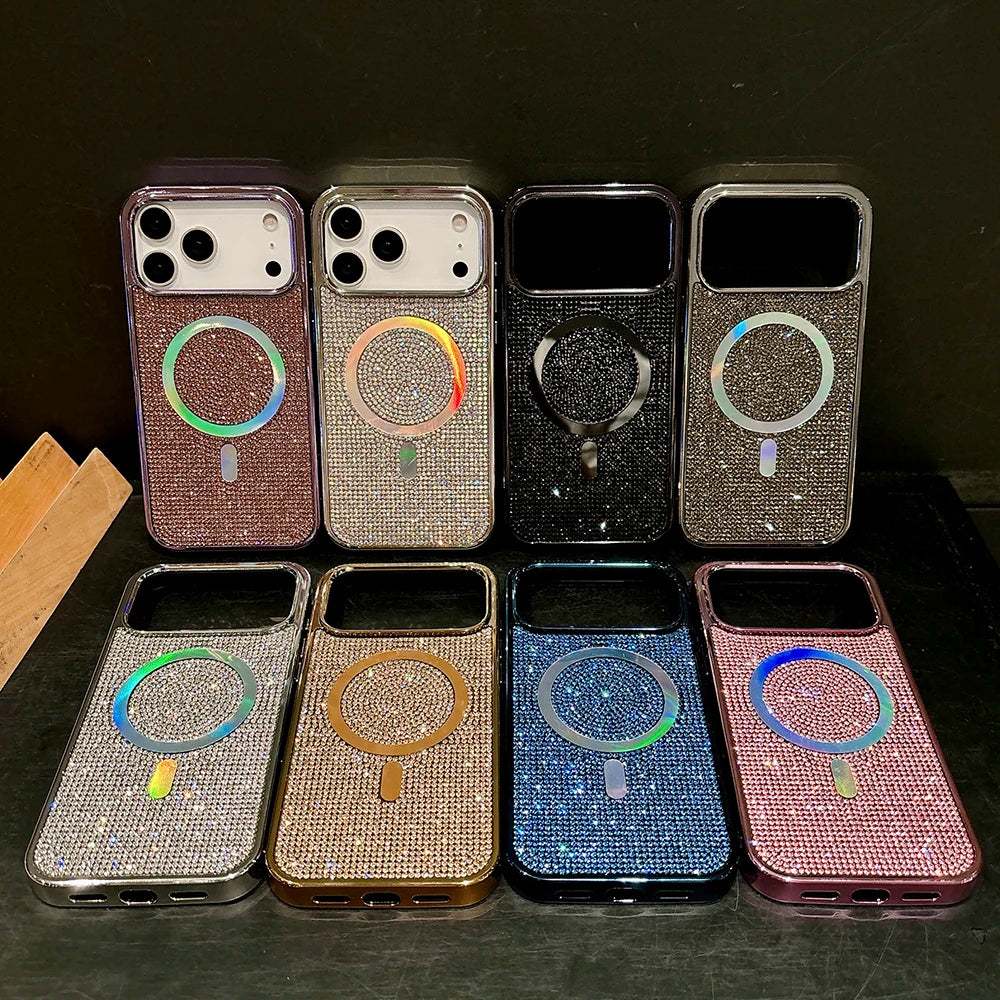 Luxury Diamond Bling Glitter Case for iPhone 17 / 17 Pro / 17 Air / 17 Pro Max – Sparkling Sequin Plating Magnetic MagSafe Cover