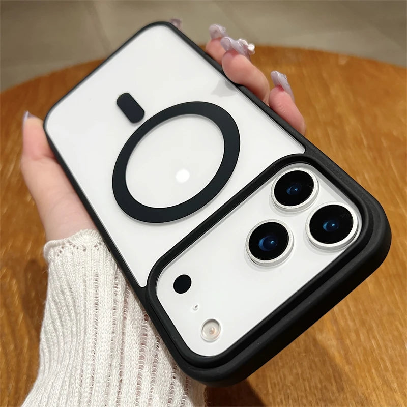 Luxury For Magsafe Magnetic Wireless Charge Case For iPhone 17Air  17 Pro Max Plus Transparent Hard Back Cover