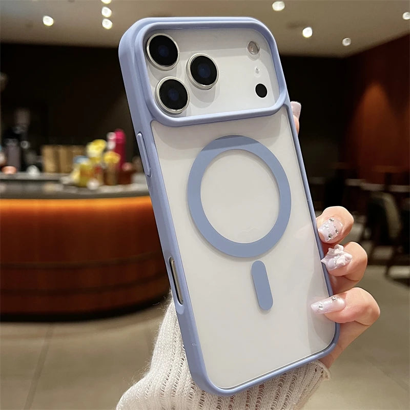 Luxury For Magsafe Magnetic Wireless Charge Case For iPhone 17Air  17 Pro Max Plus Transparent Hard Back Cover