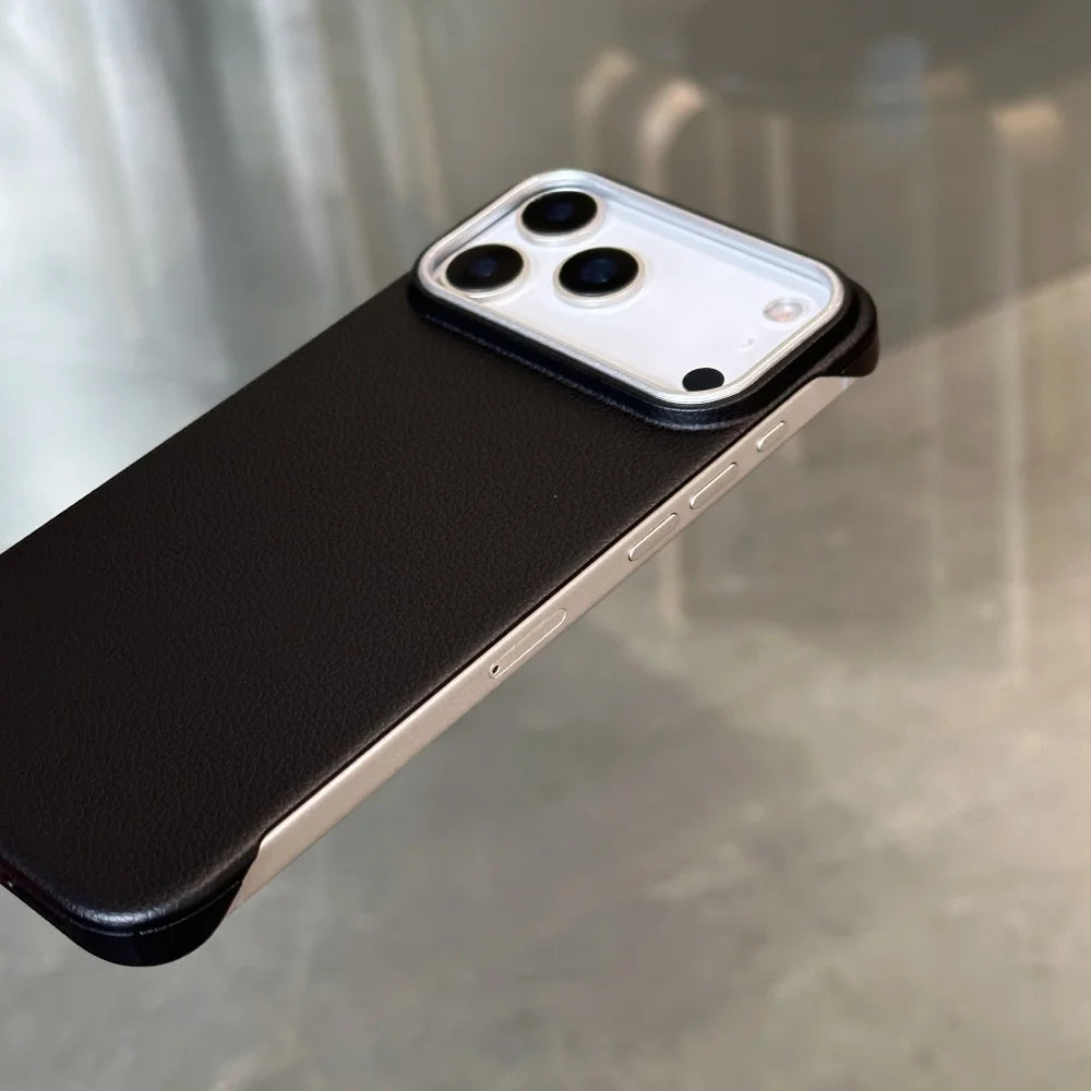 Ultra-Thin Frameless Matte Leather Texture Case for iPhone 17 Series – Slim Protective Cover