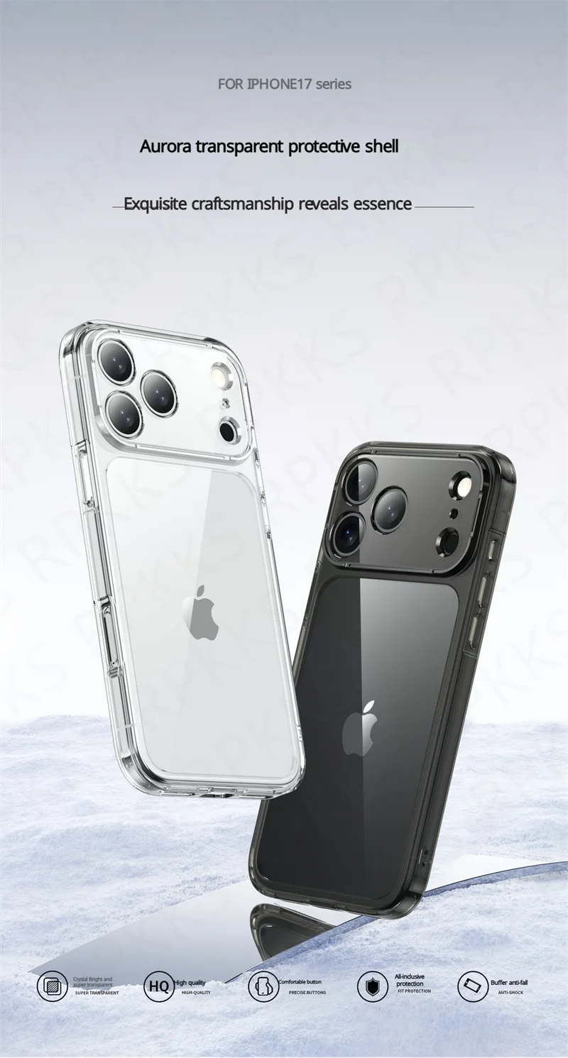 Luxury Hybrid Transparent Shockproof Case for iPhone 17 Series – Clear Acrylic Protective Cover
