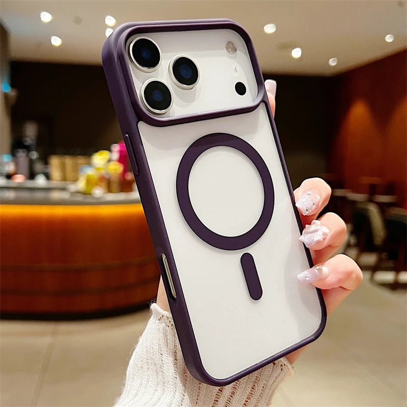 Luxury For Magsafe Magnetic Wireless Charge Case For iPhone 17Air  17 Pro Max Plus Transparent Hard Back Cover
