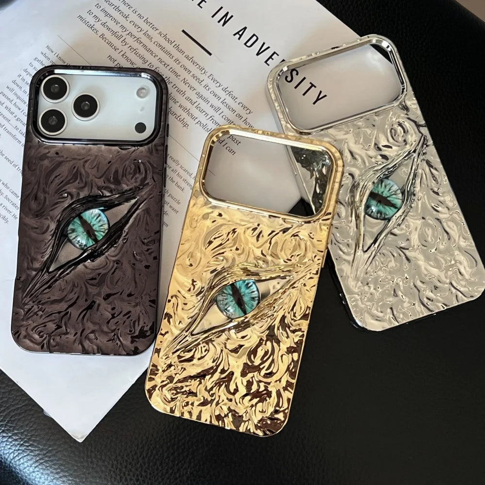 Luxury Electroplated 3D Eye Case for iPhone 17 Series – Wrinkled Pattern Fashion Cover