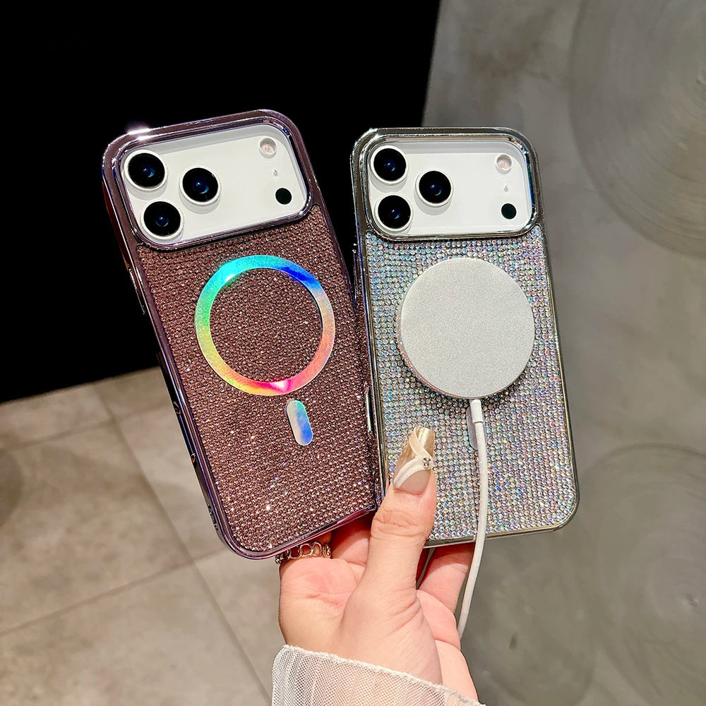Luxury Diamond Bling Glitter Case for iPhone 17 / 17 Pro / 17 Air / 17 Pro Max – Sparkling Sequin Plating Magnetic MagSafe Cover