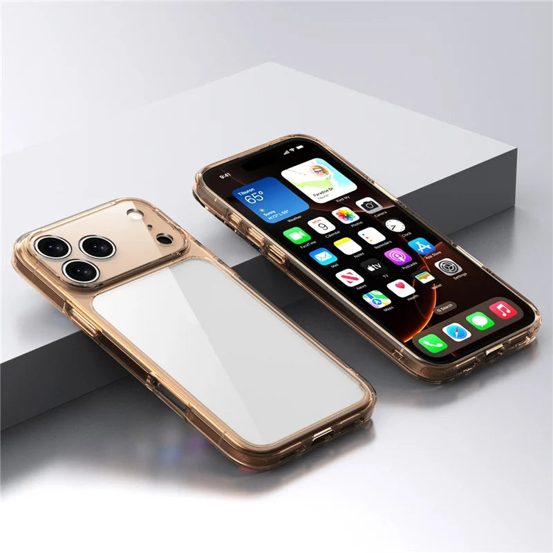 Luxury Hybrid Transparent Shockproof Case for iPhone 17 Series – Clear Acrylic Protective Cover