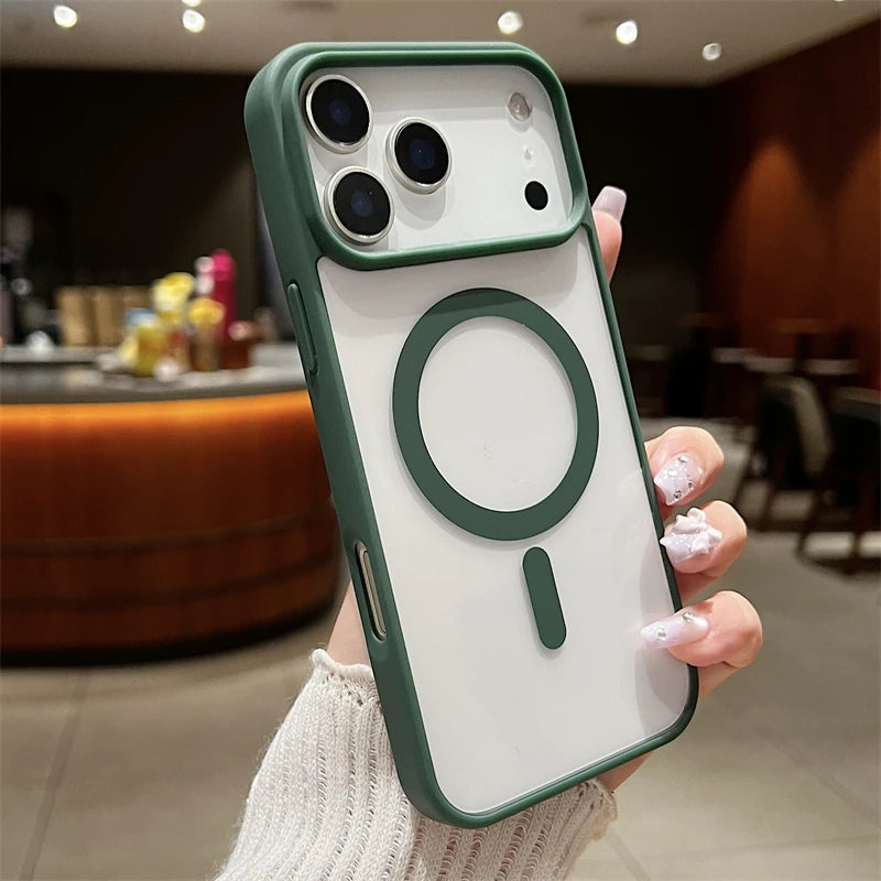 Luxury For Magsafe Magnetic Wireless Charge Case For iPhone 17Air  17 Pro Max Plus Transparent Hard Back Cover