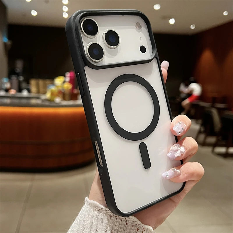 Luxury For Magsafe Magnetic Wireless Charge Case For iPhone 17Air  17 Pro Max Plus Transparent Hard Back Cover