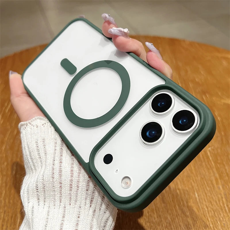 Luxury For Magsafe Magnetic Wireless Charge Case For iPhone 17Air  17 Pro Max Plus Transparent Hard Back Cover