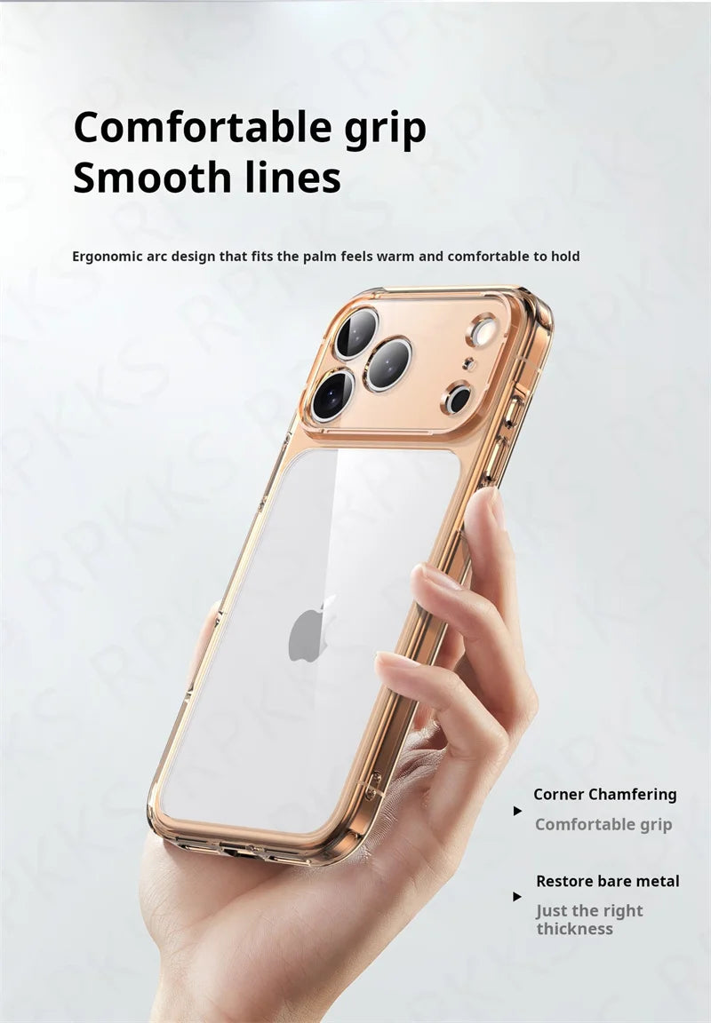 Luxury Hybrid Transparent Shockproof Case for iPhone 17 Series – Clear Acrylic Protective Cover