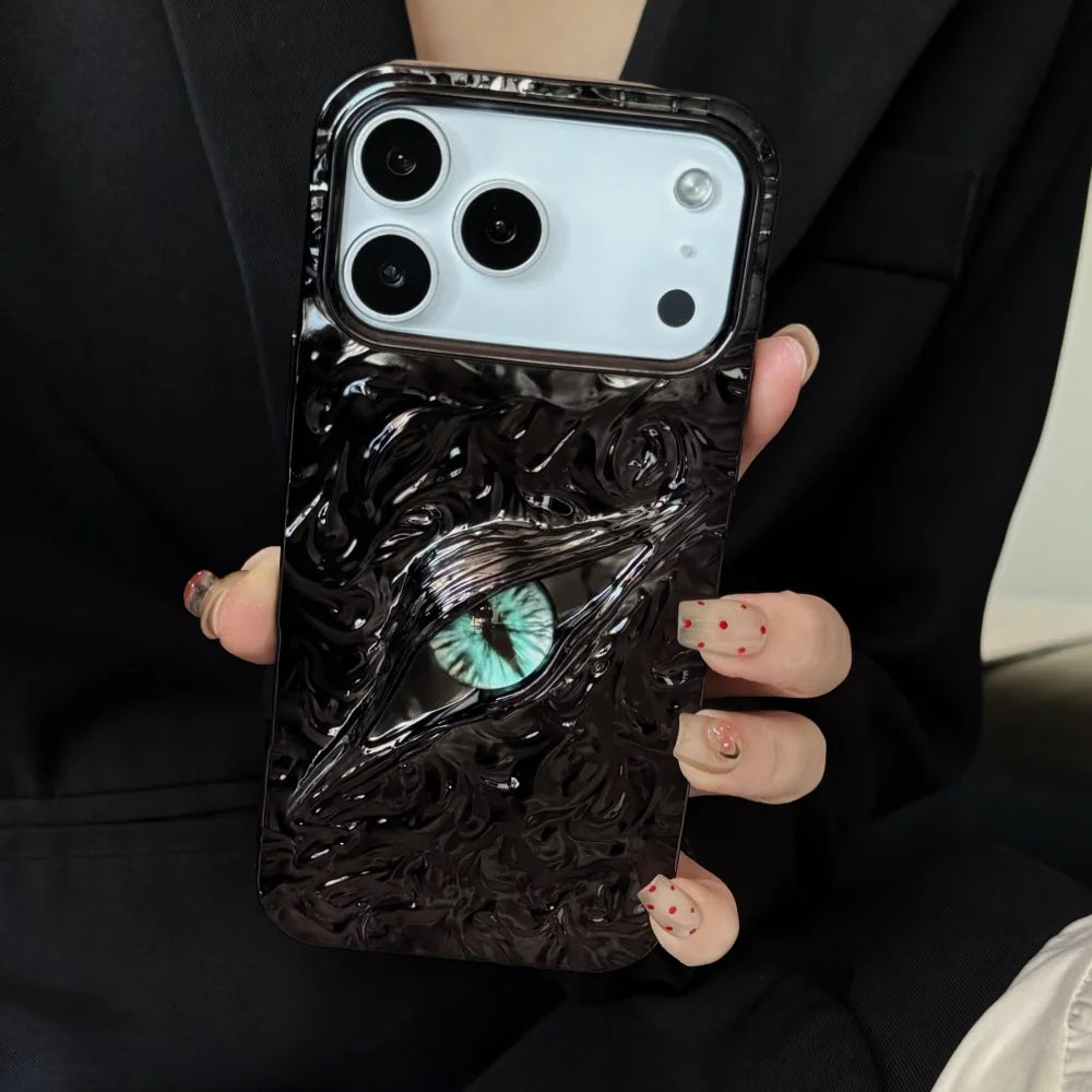 Luxury Electroplated 3D Eye Case for iPhone 17 Series – Wrinkled Pattern Fashion Cover