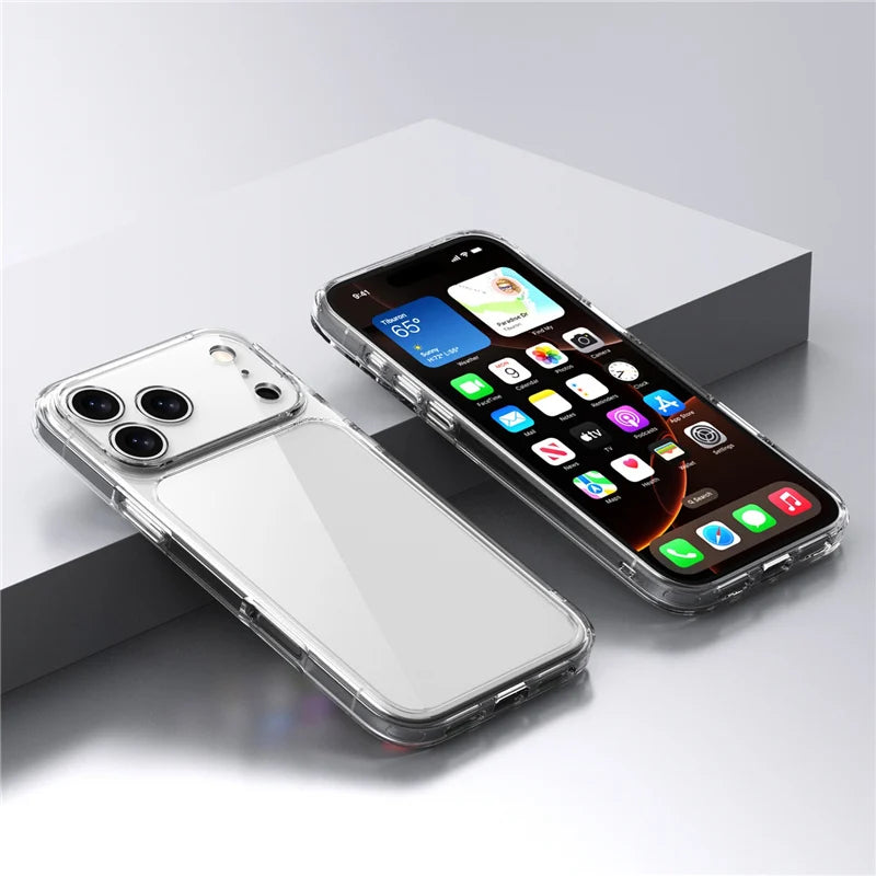 Luxury Hybrid Transparent Shockproof Case for iPhone 17 Series – Clear Acrylic Protective Cover