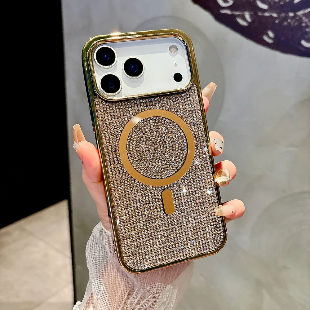 Luxury Diamond Bling Glitter Case for iPhone 17 / 17 Pro / 17 Air / 17 Pro Max – Sparkling Sequin Plating Magnetic MagSafe Cover