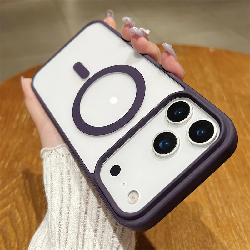 Luxury For Magsafe Magnetic Wireless Charge Case For iPhone 17Air  17 Pro Max Plus Transparent Hard Back Cover