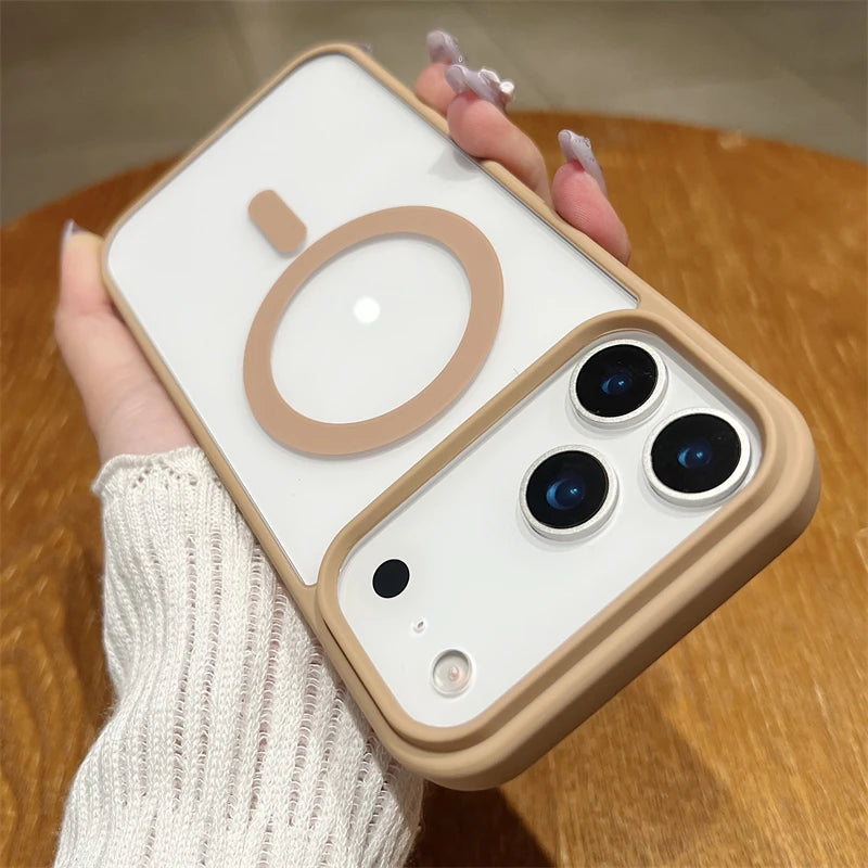 Luxury For Magsafe Magnetic Wireless Charge Case For iPhone 17Air  17 Pro Max Plus Transparent Hard Back Cover
