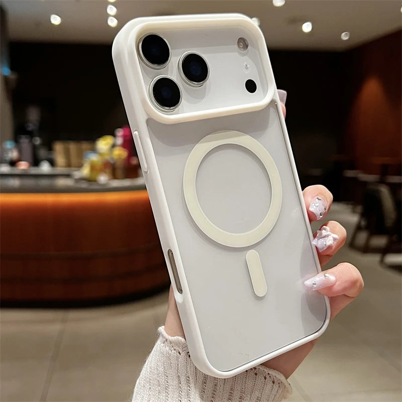 Luxury For Magsafe Magnetic Wireless Charge Case For iPhone 17Air  17 Pro Max Plus Transparent Hard Back Cover