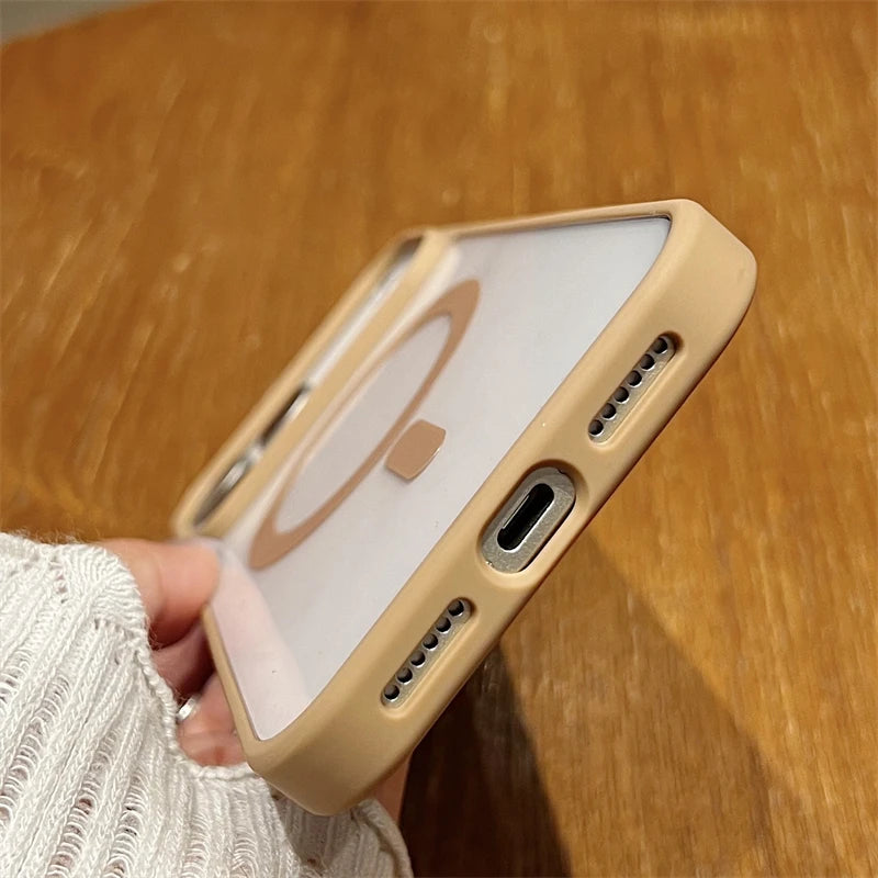 Luxury For Magsafe Magnetic Wireless Charge Case For iPhone 17Air  17 Pro Max Plus Transparent Hard Back Cover