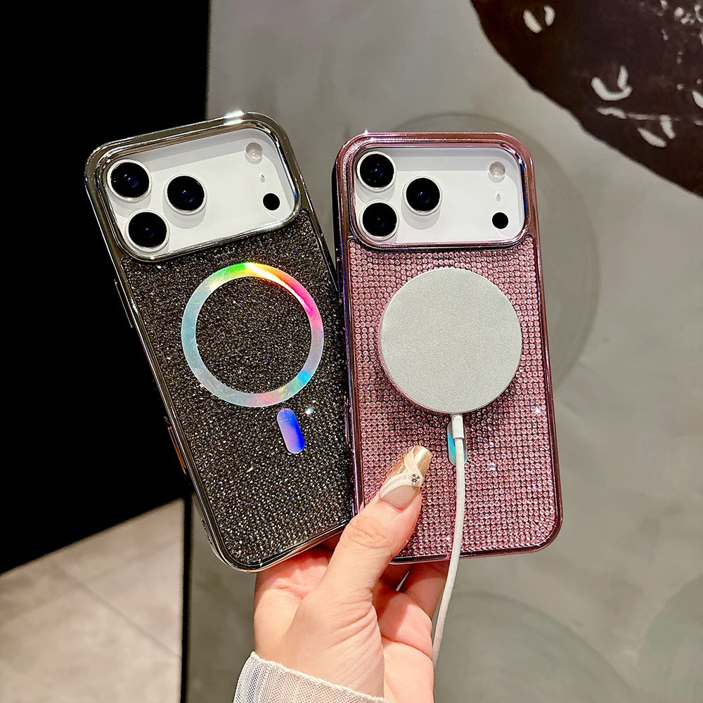 Luxury Diamond Bling Glitter Case for iPhone 17 / 17 Pro / 17 Air / 17 Pro Max – Sparkling Sequin Plating Magnetic MagSafe Cover