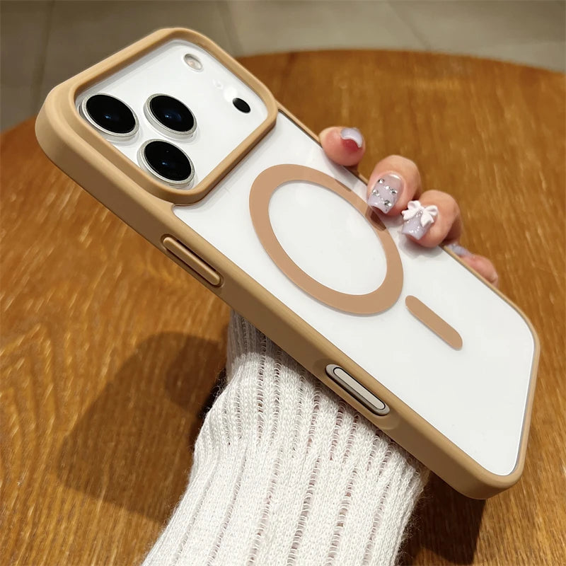 Luxury For Magsafe Magnetic Wireless Charge Case For iPhone 17Air  17 Pro Max Plus Transparent Hard Back Cover
