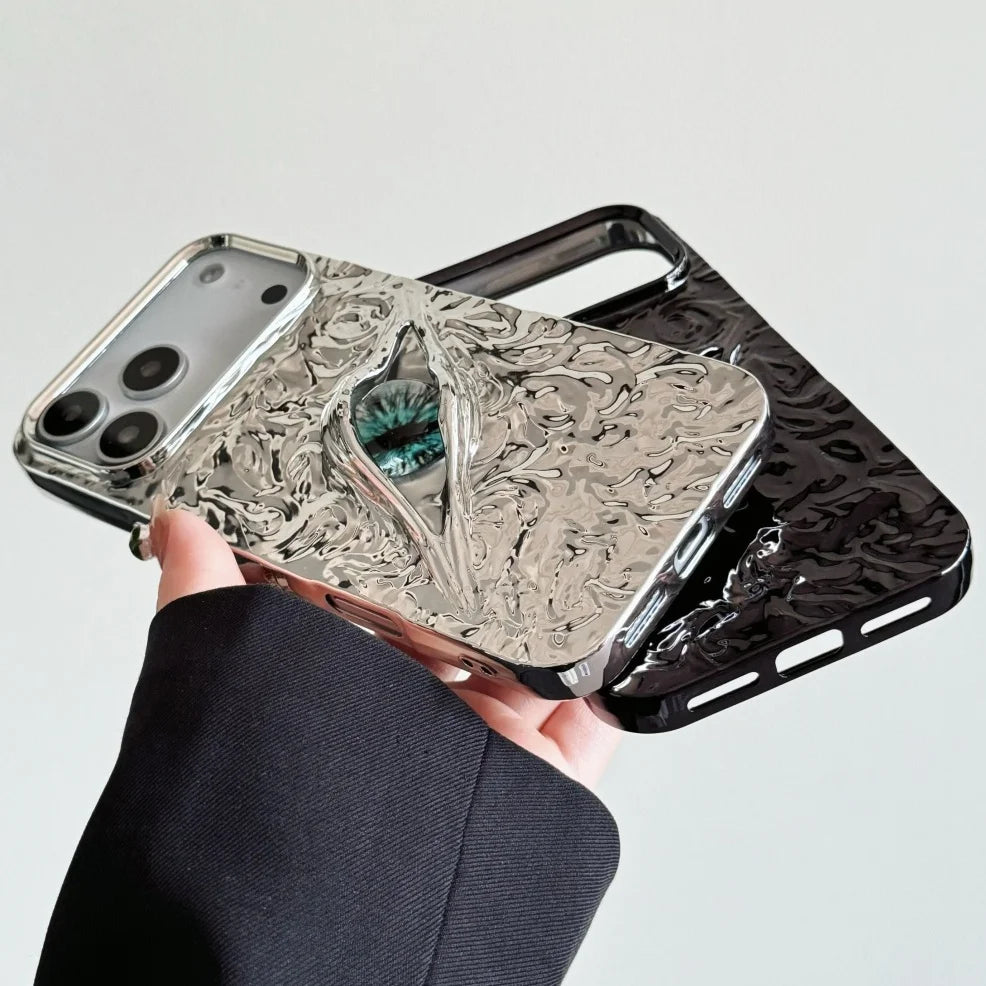 Luxury Electroplated 3D Eye Case for iPhone 17 Series – Wrinkled Pattern Fashion Cover