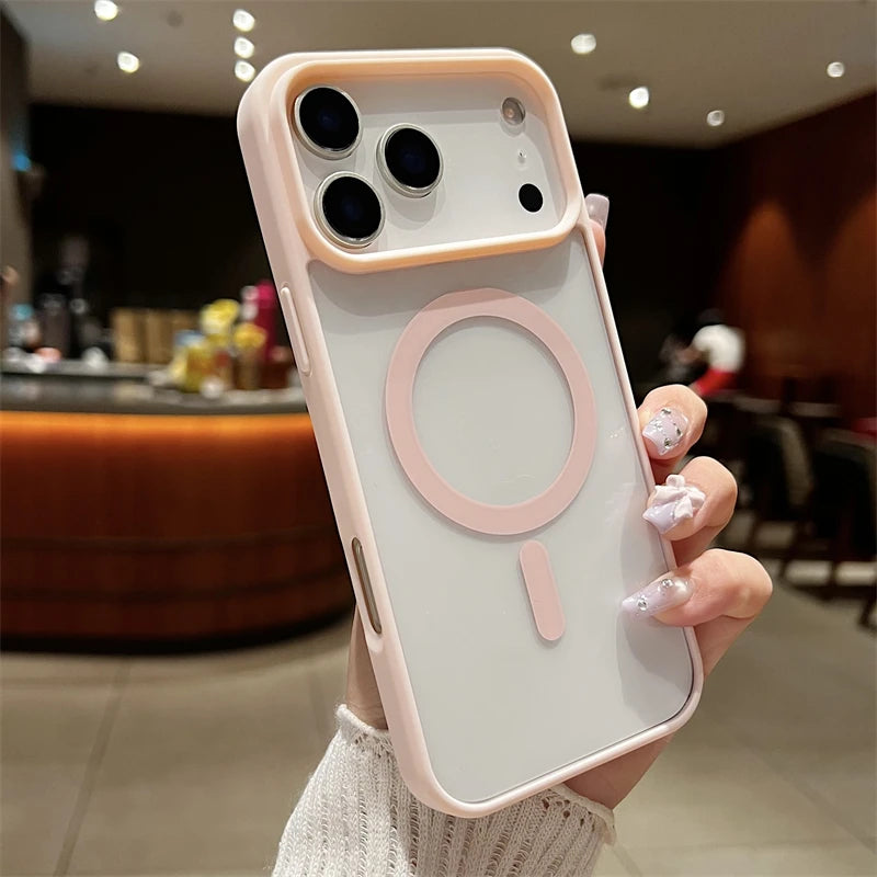 Luxury For Magsafe Magnetic Wireless Charge Case For iPhone 17Air  17 Pro Max Plus Transparent Hard Back Cover