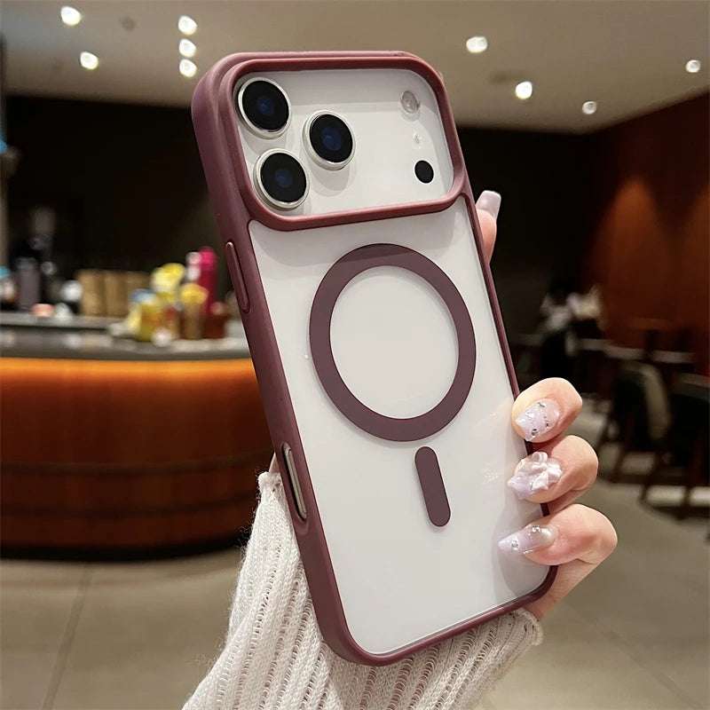 Luxury For Magsafe Magnetic Wireless Charge Case For iPhone 17Air  17 Pro Max Plus Transparent Hard Back Cover
