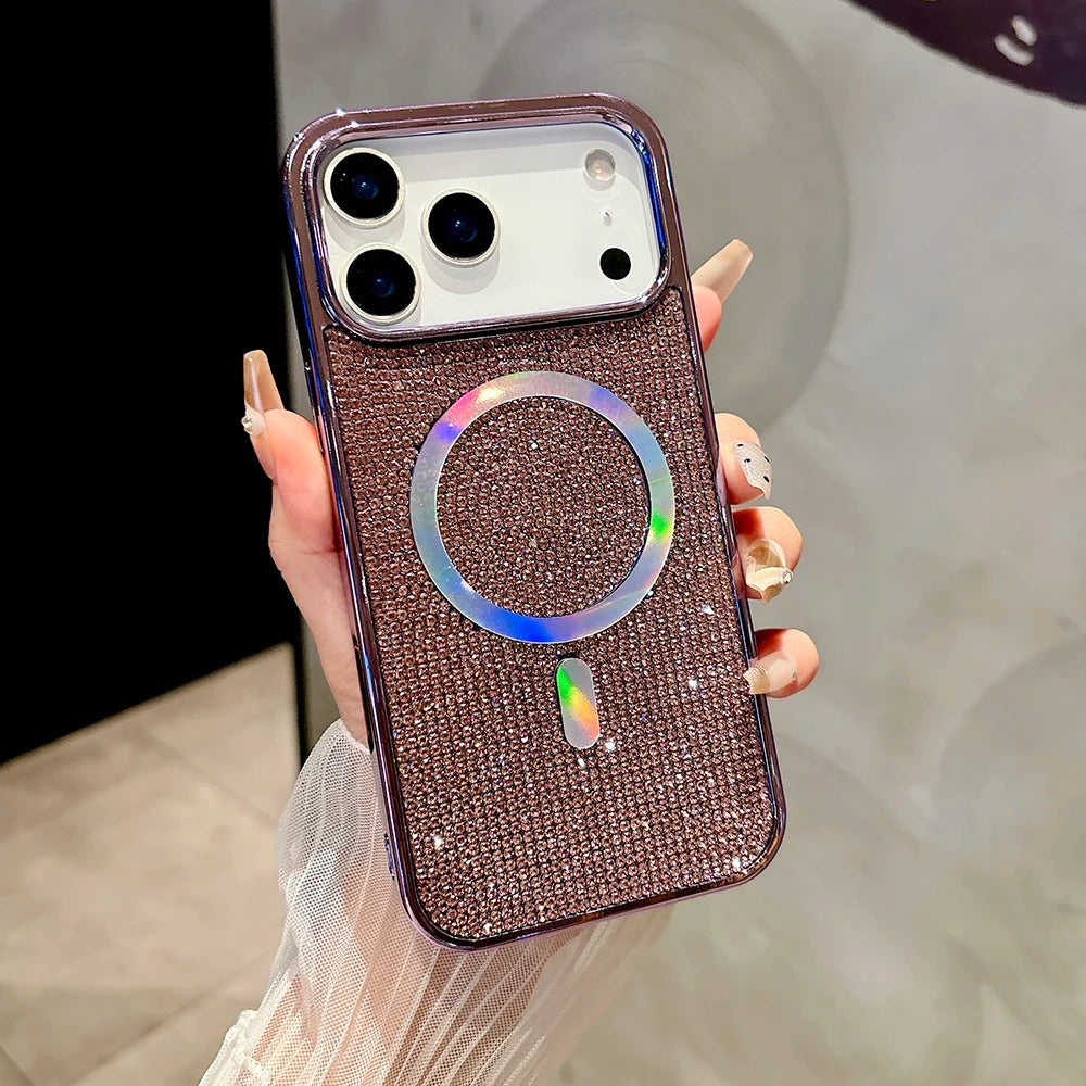 Luxury Diamond Bling Glitter Case for iPhone 17 / 17 Pro / 17 Air / 17 Pro Max – Sparkling Sequin Plating Magnetic MagSafe Cover