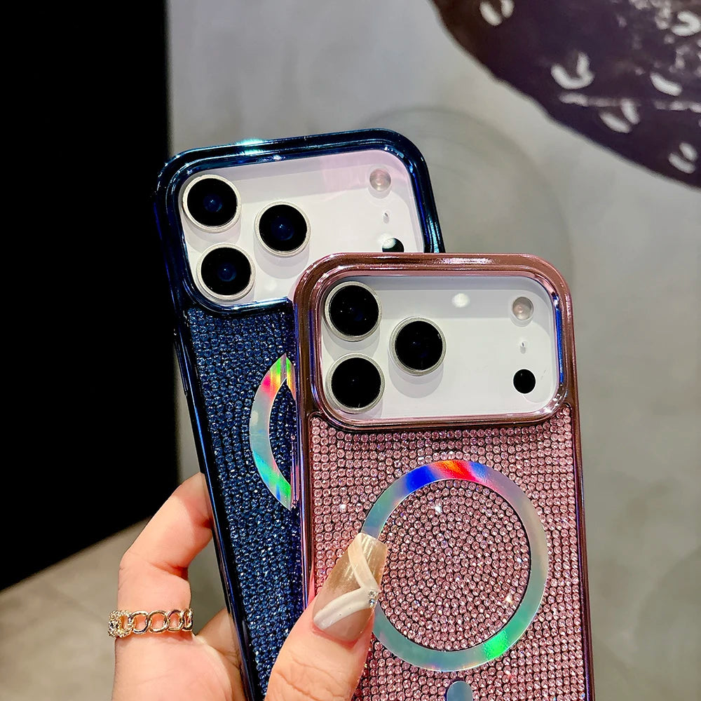 Luxury Diamond Bling Glitter Case for iPhone 17 / 17 Pro / 17 Air / 17 Pro Max – Sparkling Sequin Plating Magnetic MagSafe Cover
